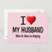 Carte Postale Drôle J'aime mon mari (Devant / Derrière)
