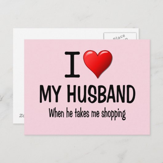 Carte Postale Drôle J'aime mon mari (Devant / Derrière)