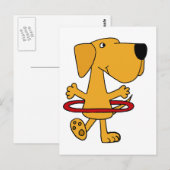 Carte Postale Drôle Jaune Labrador Retriever Jouer Hula Hoop (Devant / Derrière)