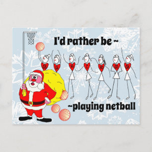 Carte Postale Drôle, je préfère jouer au Netball Noël