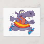 Carte Postale drôle jogging hippo runner dessin animé (Devant)