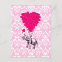 Drôle joli éléphant et damas rose
