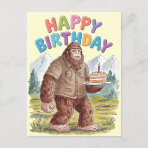 Carte Postale Drôle Joyeux Anniversaire BigFoot Sasquatch