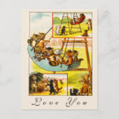 Carte Postale Drôle Joyeux Chats Rétro Chatons Chatons Jouer L'A (Devant)