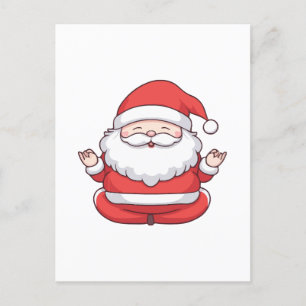 Carte Postale Drôle Kawaii Santa Yoga Méditation
