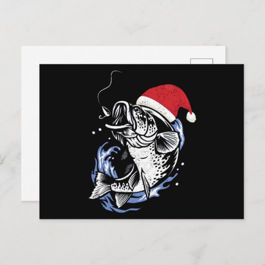 Carte Postale Drôle laide pêche basse de Noël poisson (Devant / Derrière)