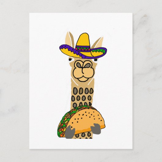 Carte Postale Drôle Llama mangeant Taco Cartoon (Devant)