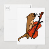 Carte Postale Drôle Loup de mer Jouer Cello Cartoon (Devant / Derrière)