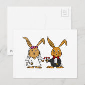 Carte Postale Drôle mariée et chambre Brown lapin Mariage dessin (Devant / Derrière)
