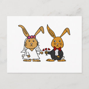 Carte Postale Drôle mariée et chambre Brown lapin Mariage dessin