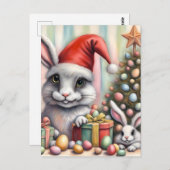 Carte Postale Drôle Mauvais ajustement lapins de Noël de Pâques (Devant / Derrière)