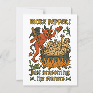 Carte Postale Drôle Mème Médiéval Diable Dessin Halloween