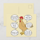 Carte Postale Drôle Mère Hen Conseils Fête des Mères (Devant / Derrière)