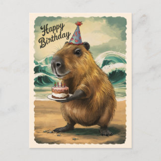 Carte Postale Drôle Mignon Capybara Joyeux Anniversaire