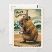 Carte Postale Drôle Mignon Capybara Joyeux Anniversaire (Devant / Derrière)