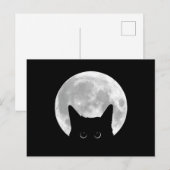 Carte Postale Drôle mignon Chat noir Halloween (Devant / Derrière)