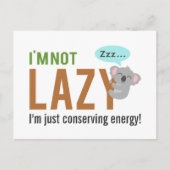 Carte Postale Drôle mignon couchage Koala Ours pas lazy Citation (Devant)