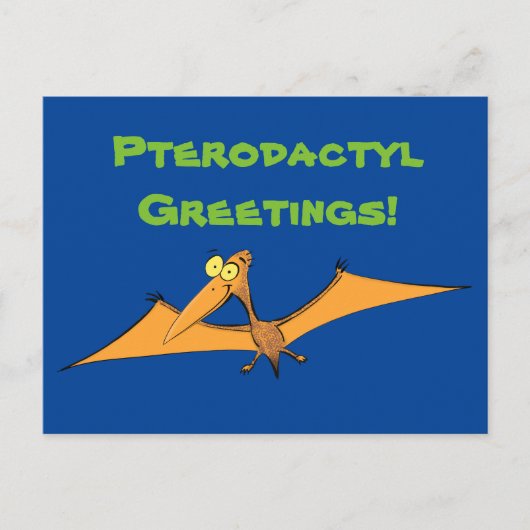Carte Postale Drôle mignon dessin animé de pterodactyle volant o (Devant)