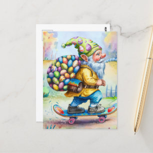 Carte Postale Drôle mignon Gnome de Pâques