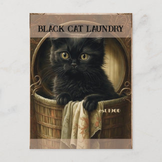 Carte Postale Drôle mignon Linge de chat noir