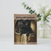 Carte Postale Drôle mignon Linge de chat noir (Debout devant)