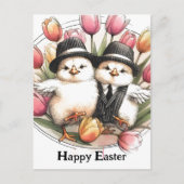 Carte Postale Drôle mignon poussins de Pâques Vintages (Devant)