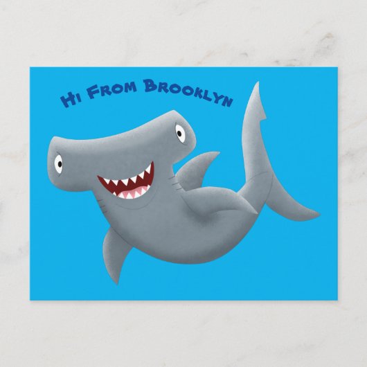 Carte Postale Drôle mignon requin marteau dessin animé (Devant)
