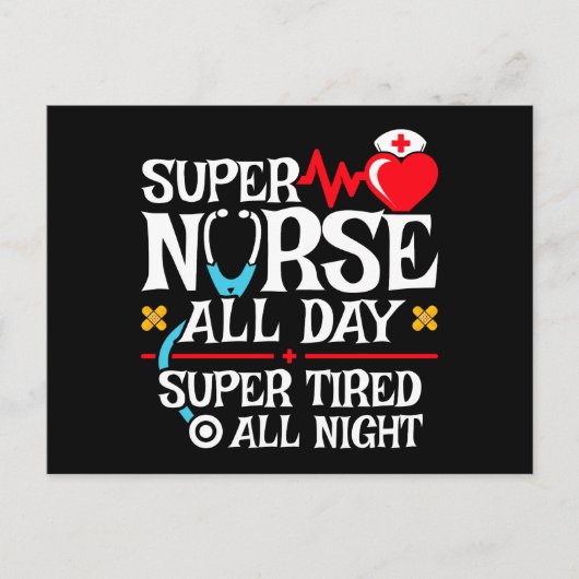 Carte Postale Drôle mignon Super Fatigué Nurse Day Shift Nuit (Devant)