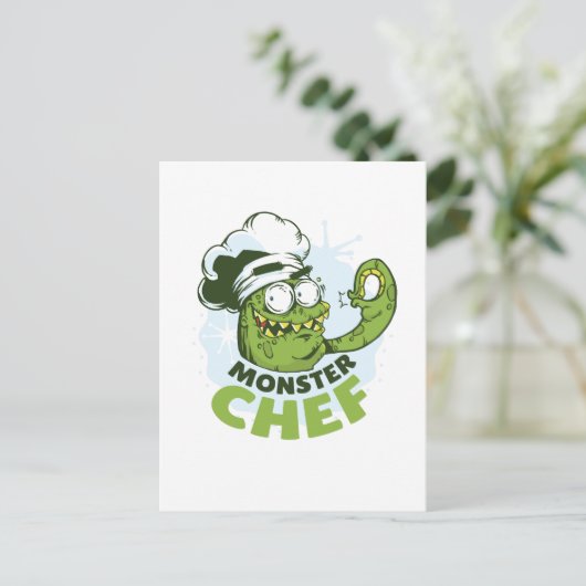 Carte Postale Drôle Monster Chef Kraken Octpous Monster Custom (Debout devant)