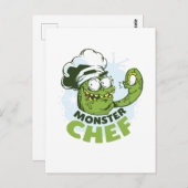 Carte Postale Drôle Monster Chef Kraken Octpous Monster Custom (Devant / Derrière)