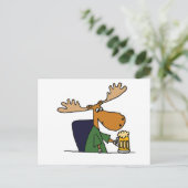 Carte Postale Drôle Moose Boire Bière Cartoon (Debout devant)