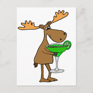 Carte Postale Drôle Moose Boire Margarita Artwork