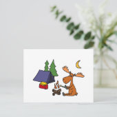 Carte Postale Drôle Moose Camping Cartoon (Debout devant)