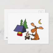 Carte Postale Drôle Moose Camping Cartoon (Devant / Derrière)