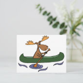 Carte Postale Drôle Moose Canoeing Cartoon (Debout devant)