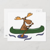 Carte Postale Drôle Moose Canoeing Cartoon (Devant / Derrière)