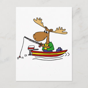 Carte Postale Drôle Moose Fishing Cartoon