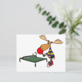 Carte Postale Drôle Moose Jouer Table Tennis Cartoon (Debout devant)