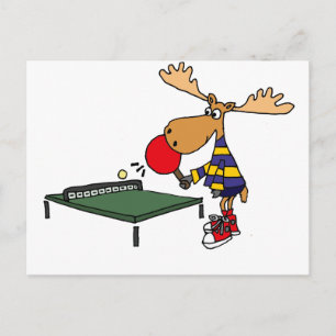 Carte Postale Drôle Moose Jouer Table Tennis Cartoon