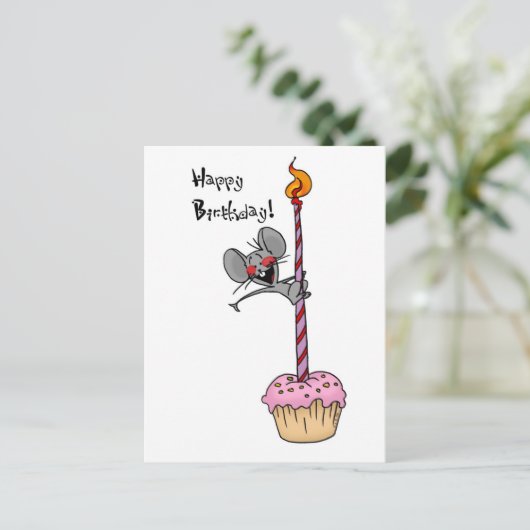 Carte Postale Drôle Mouse dessinée à la main conception d'annive (Debout devant)