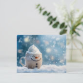 Carte Postale Drôle Mug de Noël en Snowmann (Debout devant)