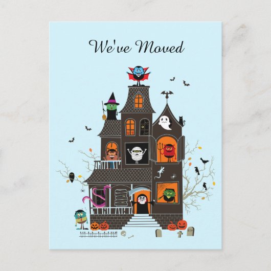 Carte Postale Drôle Nous avons déménagé Éffrayant Haunted House (Devant)