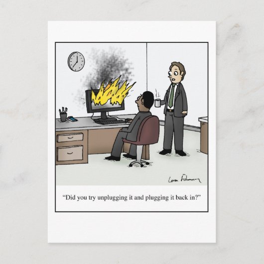 Carte Postale Drôle ordinateur et la technologie Office Cartoon (Devant)