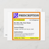 Carte Postale Drôle ordonnance rx (Devant / Derrière)