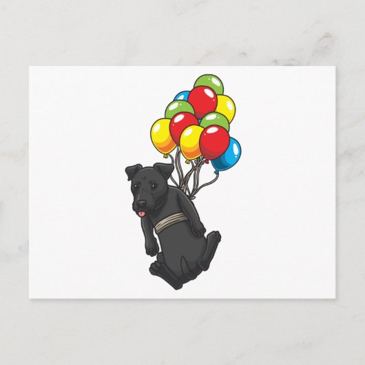 Carte Postale Drôle Patterdale Terrier Chien Avec Ballons (Devant)