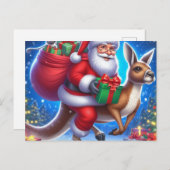 Carte Postale Drôle Père Noël et Kangaroo (Devant / Derrière)