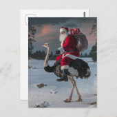 Carte Postale Drôle Père Noël et Ostrich (Devant / Derrière)