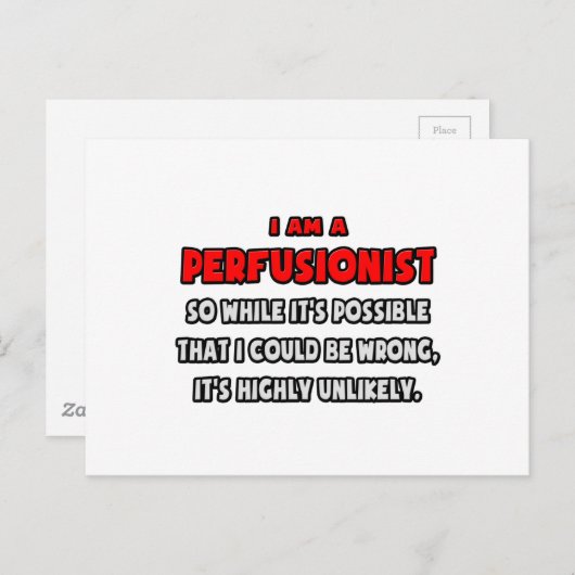 Carte Postale Drôle perfusionniste .. Très improbable (Devant / Derrière)