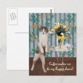 Carte Postale Drôle Personnalisable Café Chat/Kitty (Devant / Derrière)