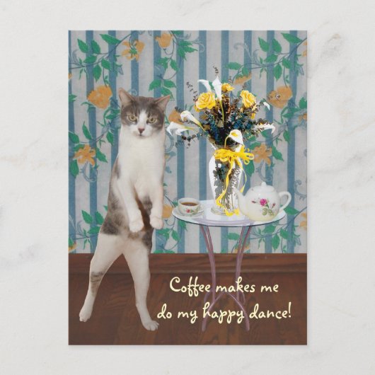 Carte Postale Drôle Personnalisable Café Chat/Kitty (Devant)